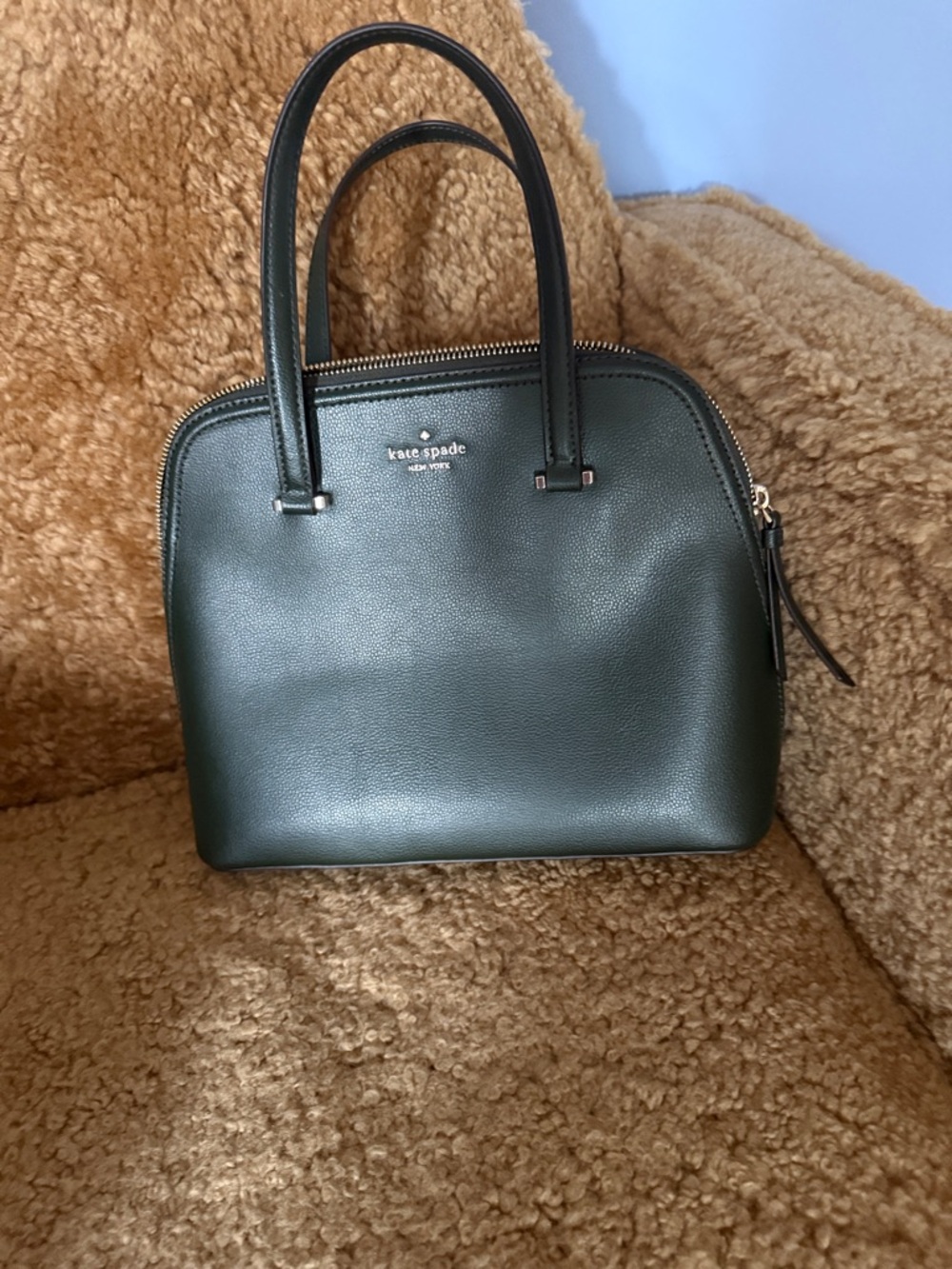 kate spade Forest Green Pebbled Leather Dome Satchel